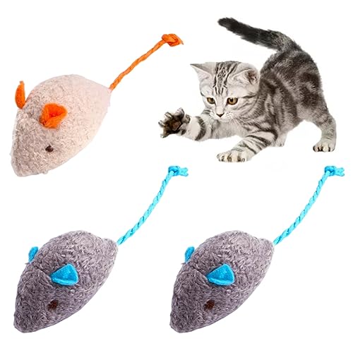 BEAHING Katzenmäuse Spielzeug Weiche Katzenminze Maus Realistische Maus -Plüsch -Spielzeugjackjäger für Katze, die Kauenzähne putzen 3pcs, Katzenspielzeugmaus von BEAHING