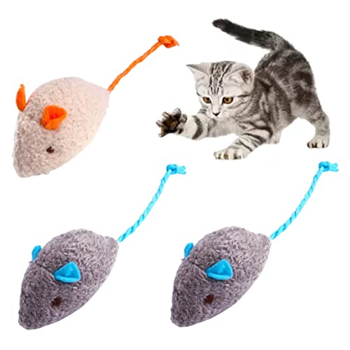 BEAHING Katzenmäuse Spielzeug Weiche Katzenminze Maus realistische Maus -Plüsch -Spielzeugjackjäger für Katze, die Kauenzähne putzen 3pcs Katzen Interaktives Spielzeug von BEAHING