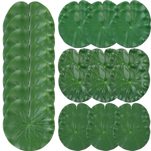 BEAHING Lily Pad, 26pcs 4 Verschiedene Größe Künstlicher Lotusblatt Realistische Plastikteichpflanzen schwimmende Teichschmuck für Teichdekoration von BEAHING