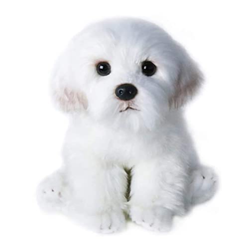 BEAHING Realistischer Plüschhund, gefüllte tierische Welpenhund -Spielzeug für Heimdekoration Kinder Geburtstagsgeschenk Weiß, 38 cm*21 cm*26 cm Bichon Frise Stofftiere von BEAHING