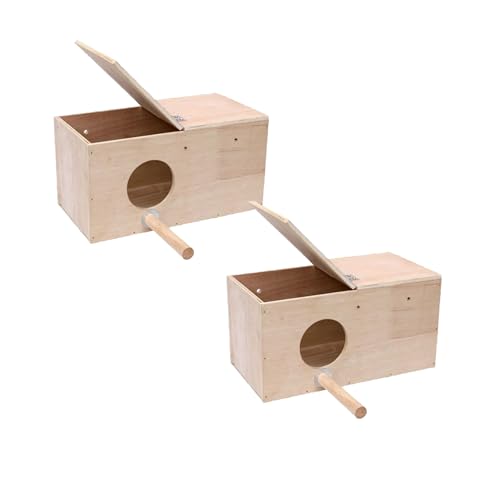 BEAHING Vogelnistkiste, 2pcs Nistkasten, Links öffnete Cockatiel -Nistkiste ohne Polsterung, Holz Vogelschachtel für mittelgroße und kleine Vögel, Vögel Nest von BEAHING