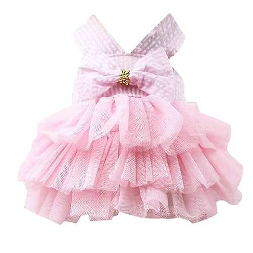 Welpennetzrock, Hundekleid Welpe Mesh Tutu Rock Haustier Party Sommerkleidung Kostüm mit Bogen für kleine mittelgroße Hundekatze (en) von BEAHING