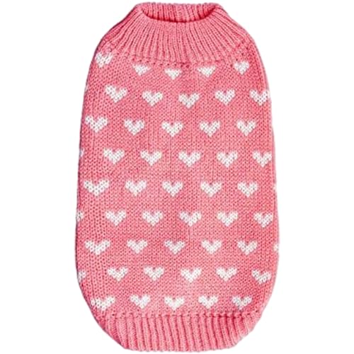 BEAHING Welpenpullover, Hundepullover, gestrickter Warmer weicher Welpenpullover, süßes Herzmuster -Hunde -Outfit, elastische Hundekleidung für kleine Hunde Katzen Winter, M. Hundeoutfit von BEAHING