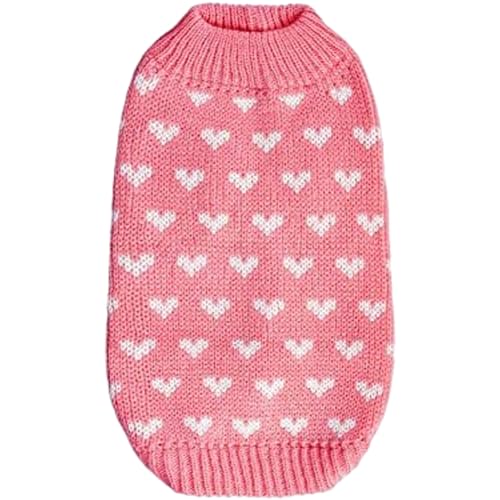 BEAHING Welpenpullover, Hundepullover, gestrickter Warmer weicher Welpepullover, süßes Herzmuster -Hunde -Outfit, elastische Hundekleidung für kleine Hunde Katzen Winter, Hunde Outfit von BEAHING