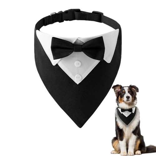 Bogen für Hunde, Hundekinne, süße schwarze und weiße Fliegen für Hunde, Polyester-Hundekrawatte mit 14-24 verstellbarem Hals, dekorative Hundebeige für Hochzeit, Foto, formelle Anlässe, Hundekrawatte von BEAHING