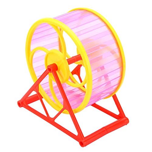 Hamster Laufrad kleiner Haustier Fitness Silent Spinner Sportspielzeug mit Ständer zufälliger Farbe, Hamster Running Wheel von BEAHING