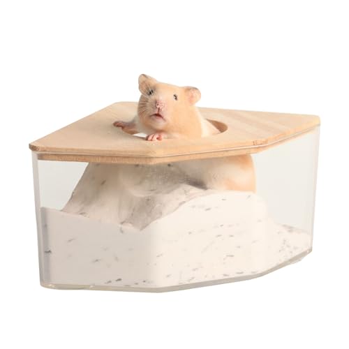 BEAHING Hamster Sandbadbehälter 5.91X5.91X3.15 Zoll Hamster Toilettenbox Kleines Bad für syrische Rennmäuse Zwerg Meerschweinchen Ratten Mäuse, Hamster Toilette von BEAHING
