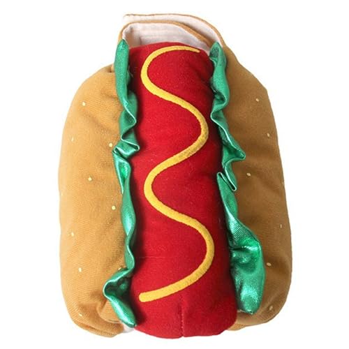 Hot Dog Dog Kostüm, Hot Dog Hamburger Lustiges Hund Kostüm, warmes weiches Hund Haustierbekleidung für Hunde und Katzen, Hundekleidung für Weihnachten Halloween Carnival Kostüm Party, XL Funny Dog Ko von BEAHING