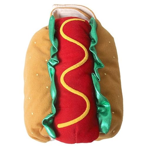 Hot Dog Dog Kostüm, Hot Dog Hamburger Lustiges Hund Kostüm, warmes weiches Hund Haustierbekleidung für Hunde und Katzen, Hundekleidung für Weihnachten Halloween Karnevalskostümparty, L lustige Hundko von BEAHING