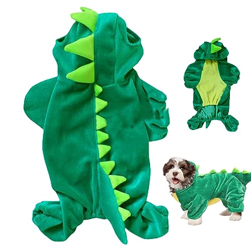 Hund Dinosaurier Kostüm Größe S süße Halloween Hund Kostüm Jacke Mantel warmes Kristall Samt Winter Haustier Kleidung Hoodie Freizeit Cosplay Requisiten für Halloween -Party, Hund Dinosaurierkostüm von BEAHING