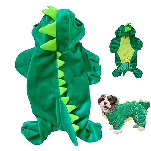 BEAHING Hund Dinosaurierdesign Kostüm, lustige Halloween -Dinosaurier -Kostüm Süßes Hund Kostüm Jacke warme Winter Haustierkleidung für Halloween -Party (grün, XXL) von BEAHING