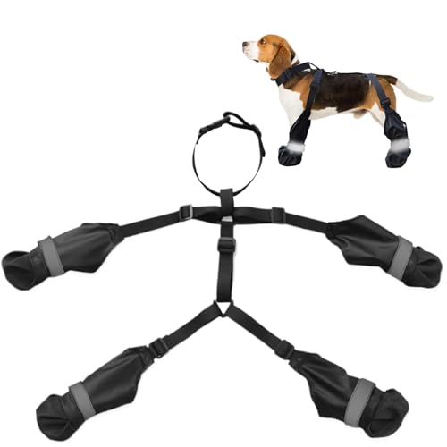 Hunde Regenstiefel, wasserdichte Hund Schuhe Anti-Rutsch-Hundeschuhe reflektierende Hundefälle und Pfotenschutz mit verstellbaren Trägern Hundestiefel für heiße Pflaster, Wandern, regnerische und sch von BEAHING