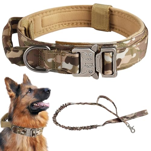 Hundehalsband mit Kontrollgriff und Hunde -Blei -Leine, einstellbare Nylon -Hundekragen Training Taktischer Hundehalsband für Hunde zwischen 22,5 und 32,5 kg (l) von BEAHING