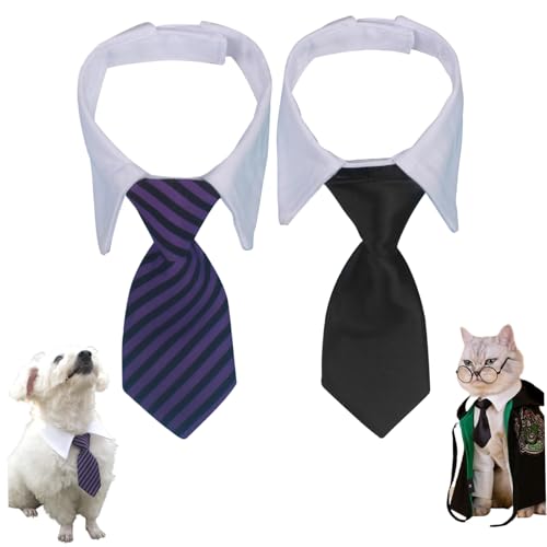 BEAHING Hundekrawatte, Hundehalskrawatte 2pcs 15 einstellbare Streifen- und Unpattern Hundekrawatte Elegante Hundebiege Krawatte weiche und bequem von BEAHING