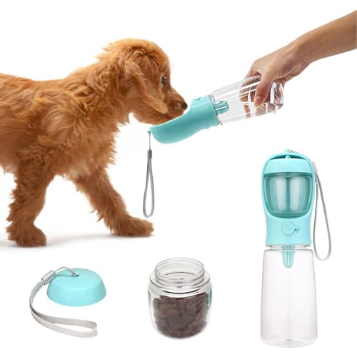 Hundewasserflasche tragbar, Hundwasserflasche mit Lebensmittelbehälter, tragbare Hundwasserflasche mit Lanyard, 550 ml Hundewegsflasche mit großer Kapazität, Hundwasserflaschenträger für den Freien i von BEAHING