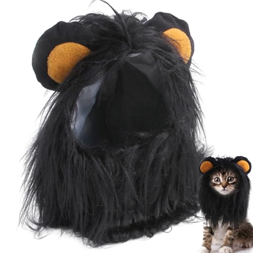 Löwen Kostüm für Katze, Lions -Katzenkostüm, einstellbares Löwenkostüm für Katze, Waschbar komfortable Löwen Haarkatze Kostüm für Halloween Weihnachtsfest -Festival -Partyaktivität, L, Kätzchenkostüm von BEAHING