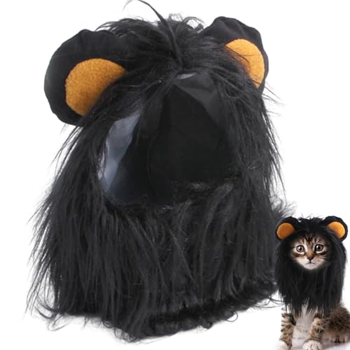 Löwen Kostüm für Katze, Lions -Katzenkostüm, einstellbares Löwenkostüm für Katze, waschbarer komfortable Löwen Haarkatze Kostüm für Halloween Weihnachtsfest -Festival -Partyaktivität, M, Kätzchenkost von BEAHING