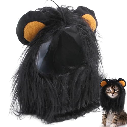 Löwen Kostüm für Katze, Lions Katzenkostüm, einstellbares Löwenkostüm für Katze, waschbares komfortable Löwen Haarkatze Kostüm für Halloween Weihnachtsfest -Festival -Partyaktivität, S, Kätzchenkostü von BEAHING