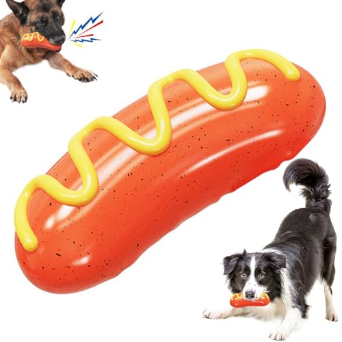 Unzerstörbare quietschende Hundespielzeug, Wurstform interaktiver Hund Spielzeug für Langeweile, 6,3x2,6 Hund kauert Spielzeug, lustiges harte Hundespielzeug für kleine mittelgroße große Hunde, inter von BEAHING