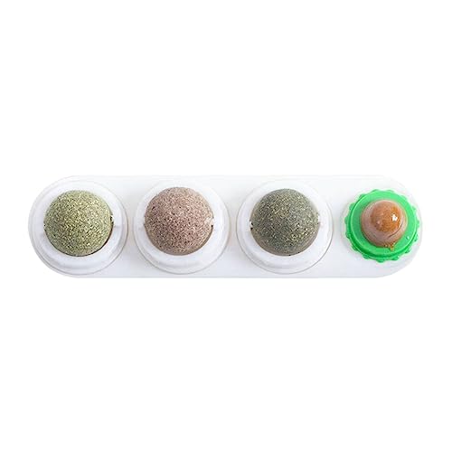 BEALIFE Cat Wall Catnip Ball 360 drehbar, selbstklebend, essbar, Zahnreinigung, rotierende Haustier Gesundheitsversorgung, Kätzchen Kauspielzeug, Weiss von BEALIFE