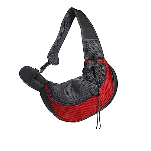 BEALIFE Haustier Tragetasche, tragbar, verstellbar, atmungsaktiv, Flexibles Futter, Bunte einzelne Picknick Umhängetaschen mit Mehreren Taschen, Rot groß von BEALIFE