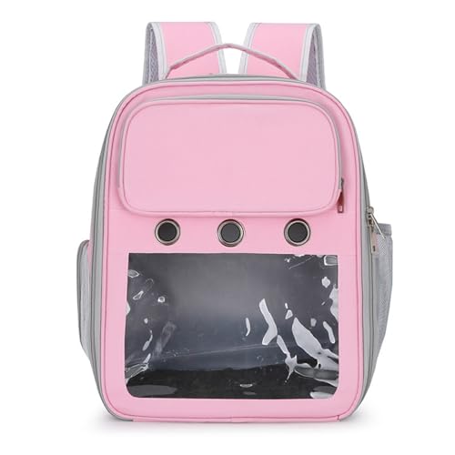 BEALIFE Haustiertasche, Trendiger und praktischer Schulterbegleiter für Haustiere, transparentes Fenster, Haustier Wanderrucksack, OxfordCloth, kreativ, Rosa von BEALIFE