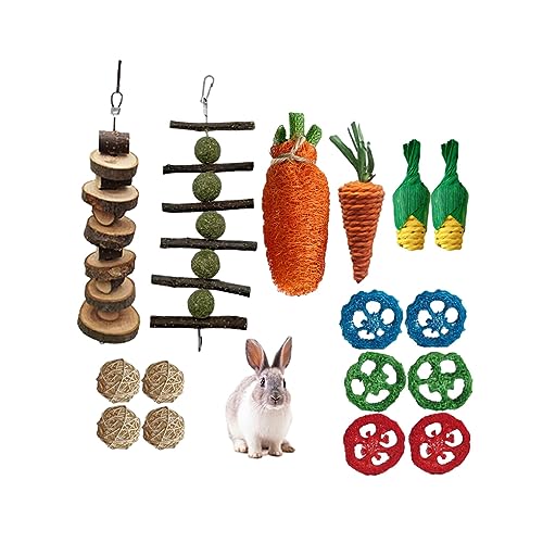 BEALIFE Kauspielzeug Set – für kleine Räume, langlebig und stilvoll, Tier Kauspielzeug, Holz Kauspielzeug Set, Kaninchen, Meerschweinchen, interessant, 16 teiliges Set A von BEALIFE