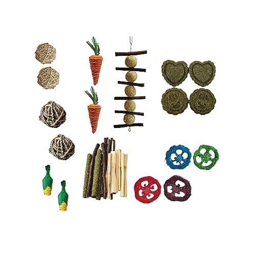 BEALIFE Kauspielzeug Set – für kleine Räume, langlebig und stilvoll, Tier Kauspielzeug, Holz Kauspielzeug Set, Kaninchen, Meerschweinchen, interessant, 20 teiliges Set von BEALIFE