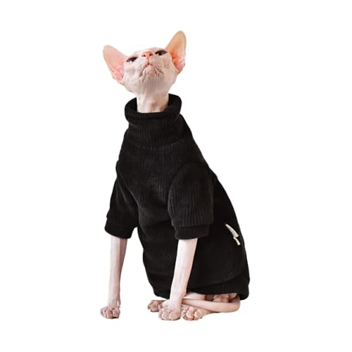 BEALIFE Kleine Katzenkleidung, weich und bequem, für kaltes Wetter, Katzenkleidung für Katze, Polyester Haustier Katzenpullover, Schwarz, XS von BEALIFE