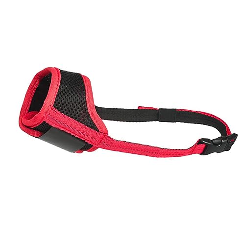 BEALIFE Nylon Hundemaske gegen Bellen – selbstverstellbare und atmungsaktive Anti Bell Maulkorbabdeckungen, Haustier Maulkorbabdeckungen, Hundemasken, Rot, M von BEALIFE