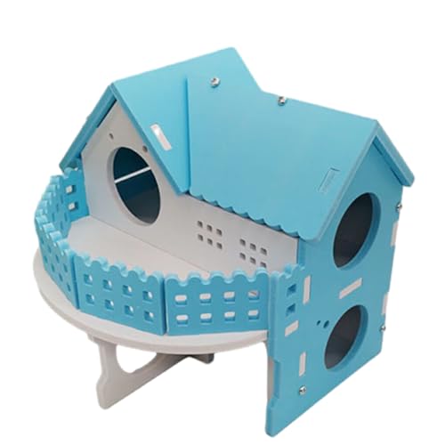 BEALIFE Sichere Inhaltsstoffe Hamsterhaus Ungiftig Geruchlos Viel Platz Rundkante Glatte Linie PVC Villa Kleines Haustier 2 Etagen, Blau von BEALIFE