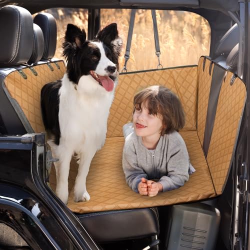 BEARCOVER Rücksitzverlängerung für Hunde, großer Sitzbezug für Rücksitz, waschfrei, harte Unterseite, Hundehängematte für Auto, stabile Camping-Matratze, hält 227 kg, Reise-Hundebett für Auto, SUV, von BEARCOVER