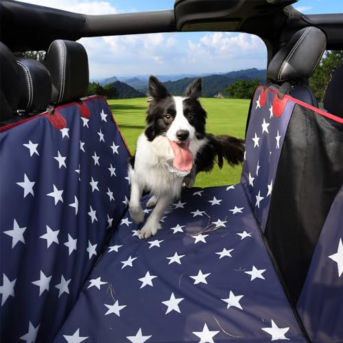 BEARCOVER Rücksitzverlängerung für Hunde, waschfreies Tech-Leder, Hunde-Autositzbezug für Rücksitz mit stabiler Kapazität von 227 kg, harte Unterseite Hängematte für Auto, Reise-Hundebett mit Old von BEARCOVER