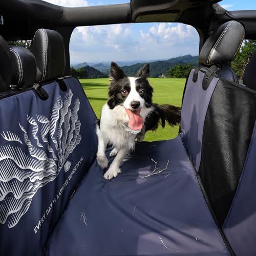 BEARCOVER Rücksitzverlängerung für Hunde, waschfreies Tech-Leder, Hunde-Autositzbezug für Rücksitz mit stabiler Kapazität von 227 kg, harte Unterseite Hängematte für Auto, Reise-Hundebett mit von BEARCOVER