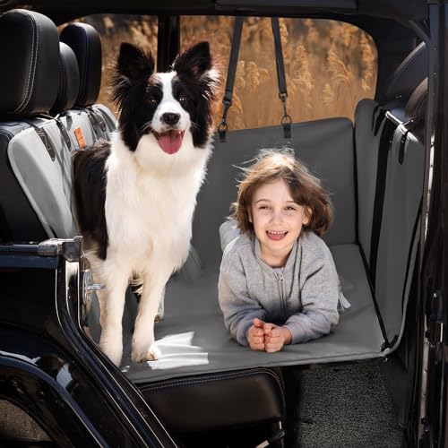 Rücksitzverlängerung für Hunde, robuster Kunstleder-Hunde-Autositzbezug für den Rücksitz, waschfrei, harte Unterseite, Hundehängematte für Auto, hält 227 kg, Reise-Hundebett für Auto, SUV, LKW, von BEARCOVER
