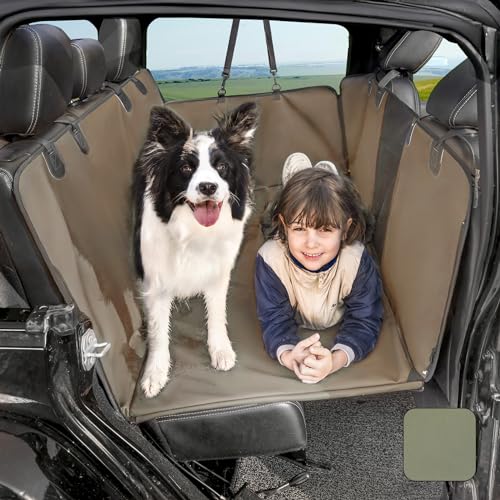 Rücksitzverlängerung für Hunde, robuster Kunstleder-Hunde-Autositzbezug für den Rücksitz, waschfrei, harte Unterseite, Hundehängematte für Auto, hält 227 kg, Reise-Hundebett für Auto, SUV, LKW, von BEARCOVER