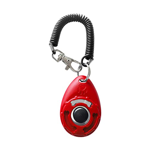 BEAUTYBIGBANG Hundeklicker Knopf Effektive Finger Klicker mit Spiralarmband Haustier Training Werkzeuge für Welpen Verhalten Hundetraining Hundeerziehung für Katzen Pferde (Rote) von Grehge