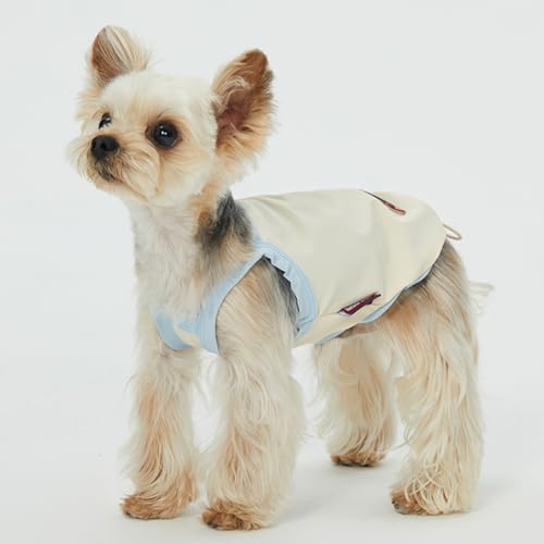 Atmungsaktive Hundekleidung, Sonnenschutzkleidung für den Sommer für Haustiere, geeignet für Schnauzer, Bichon, Malteser (L/7-9kg,cremefarben) von BEAUTYMONKEY.K