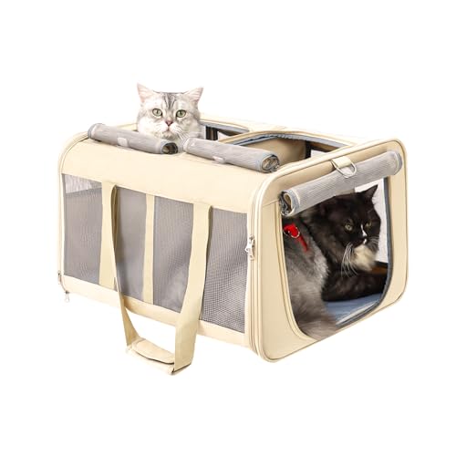 BEAUTYMONKEY.K Katzentransportbox große für 2 Katzen, Transporttasche Katzen Groß für 2 Katzen, 53L x 44B x 33H cm von BEAUTYMONKEY.K