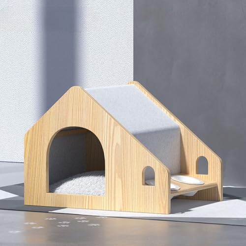 BEAUTYMONKEY.K Hausförmige Hundehütte aus Massivholz mit Dach für kleine Hunde (S) von BEAUTYMONKEY.K