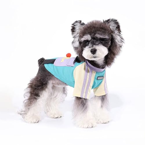 BEAUTYMONKEY.K Welpen-Sommerkleidung geeignet für Schnauzer Bichon West Highland kleine Haustierkatze T-Shirt (Grün,L/Brust 45cm/Rücken 35cm/3,5-4,5kg) von BEAUTYMONKEY.K