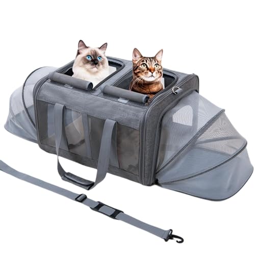 BEAUTYMONKEY.K Transportbox Katze groß für 2 Katzen,Katzentransportbox Große für 2 Katzen, Transporttasche Katze groß Zwei Katzen von BEAUTYMONKEY.K