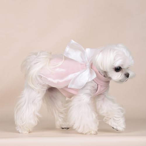 Haustier Hund Kleidung süße Prinzessin Kleid, Welpen Schleife Blase Weste Gaze Rock, Welpen Geburtstag Prinzessin Kleid (L,Rosa) von BEAUTYMONKEY.K