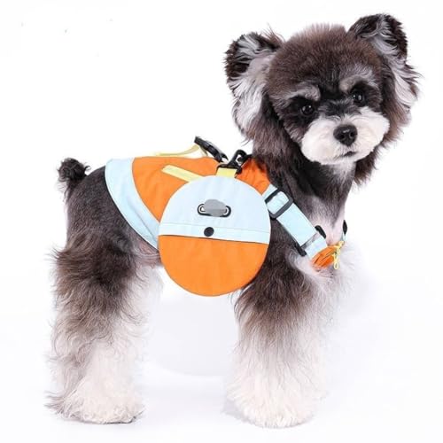 Haustierkleidung geeignet für kleine Hunde, atmungsaktive Weste, Sommer- und Herbst-Outdoor-Weste, geeignet für Bichon, Pomeranian, Schnauzer, Teddy (L/Brustumfang 45 cm/3,5–4,5 kg,Orange Weste) von BEAUTYMONKEY.K