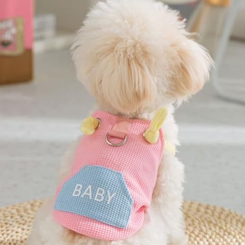 Hunde-Macaron-Taschen-Traktionsschlinge, geeignet für kleine und mittelgroße Hunde, lässige Teddy-Hundekleidung (L/Gewicht 4-5,5kg,Rosa) von BEAUTYMONKEY.K