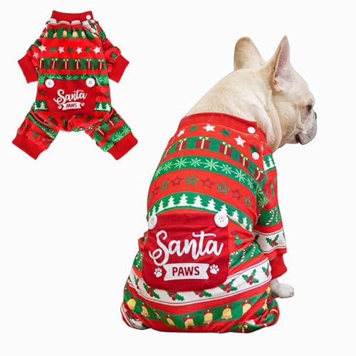 BEA Weihnachts-Hunde-Pyjama für extra große Hunde, weicher Fleece-Haustierpullover, Kleidung, warmer Welpen-Einteiler, Outfits für Hunde, Winter, Weihnachten – verstellbarer Hunde-Pyjama, Jammies, von BEAUTYZOO