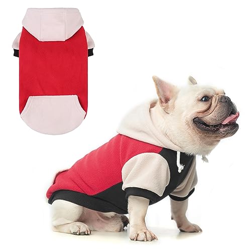 BEAUTYZOO Fleece-Hunde-Kapuzenpullover mit Tasche und Loch für die Leine, dehnbar, für kleine, mittelgroße und große Hunde, Kleidung für Herbst, Winter, kalte Tage, Farbdesigner, warme Hundejacken, von BEAUTYZOO