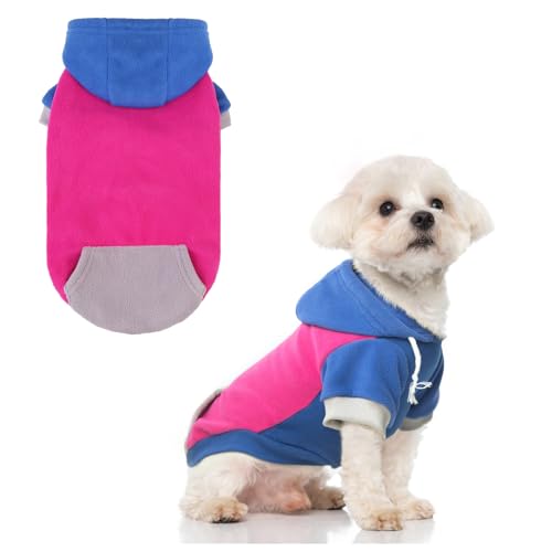 BEAUTYZOO Fleece-Hunde-Kapuzenpullover mit Tasche und Loch für die Leine, dehnbar, für kleine, mittelgroße und große Hunde, Kleidung für Herbst, Winter, kalte Tage, Farbdesigner, warme Hundejacken, von BEAUTYZOO