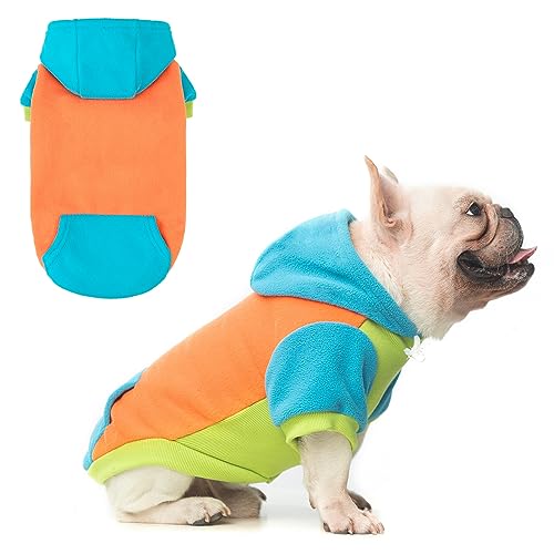 BEAUTYZOO Fleece-Hunde-Kapuzenpullover mit Tasche und Loch für die Leine, dehnbar, für kleine, mittelgroße und große Hunde, Kleidung für Herbst, Winter, kalte Tage, Farbdesigner, warme Hundejacken, von BEAUTYZOO