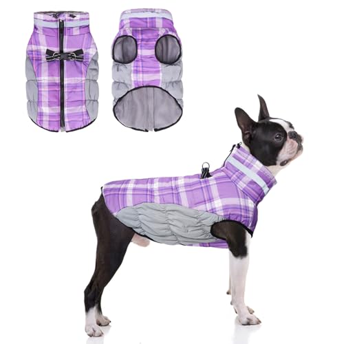 BEAUTYZOO Hunde-Wintermantel, warme Hundejacke mit integriertem Geschirr für kleine, mittelgroße und große Hunde, kaltes Wetter, winddicht, dick, Fleece-Weste, Rollkragen, Welpen, Haustierkleidung, von BEAUTYZOO